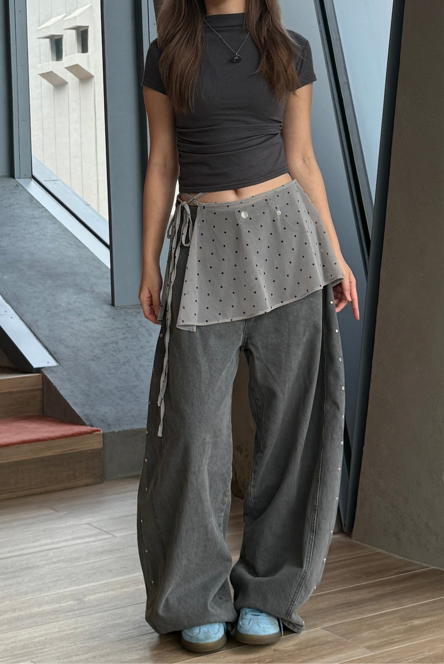 波點透光短裙 Dot Mesh Wrap Skirt