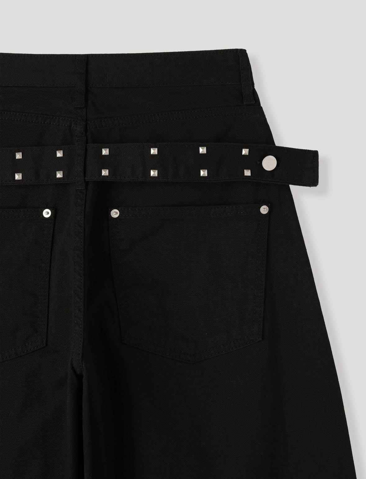 Studs Belt Wide-Leg Pants