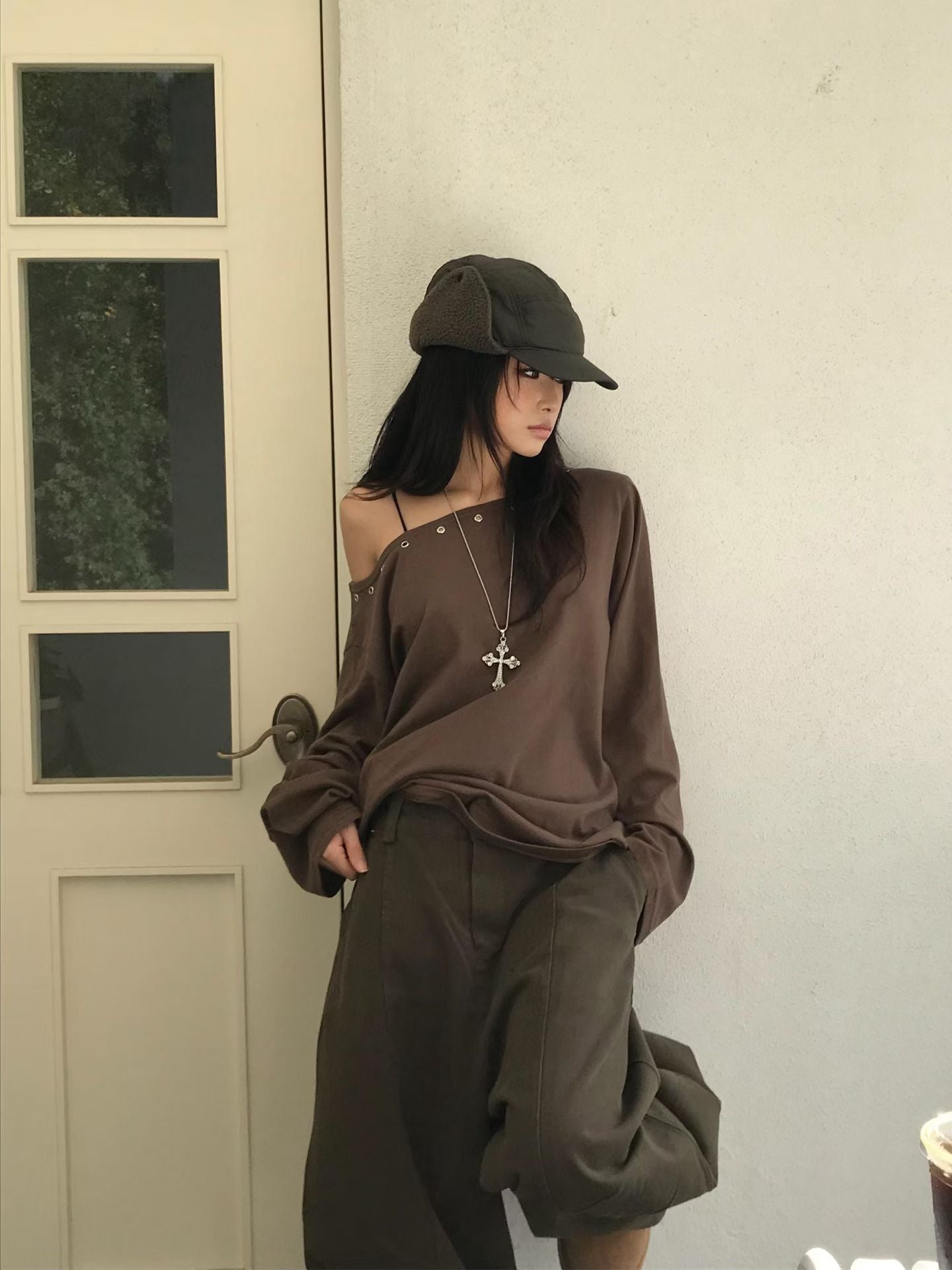 Oversized Off-shoulder Top