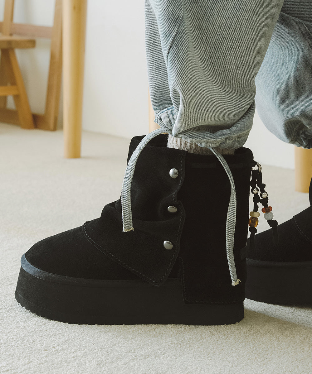 【Rockfish】 GATHERED MAXI FOLDED BOOTS SHORT