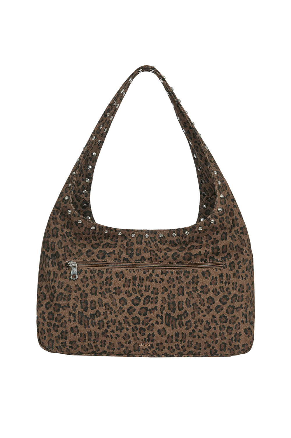 【ILLIGO】Leopard Stud Shoulder Bag | Brown