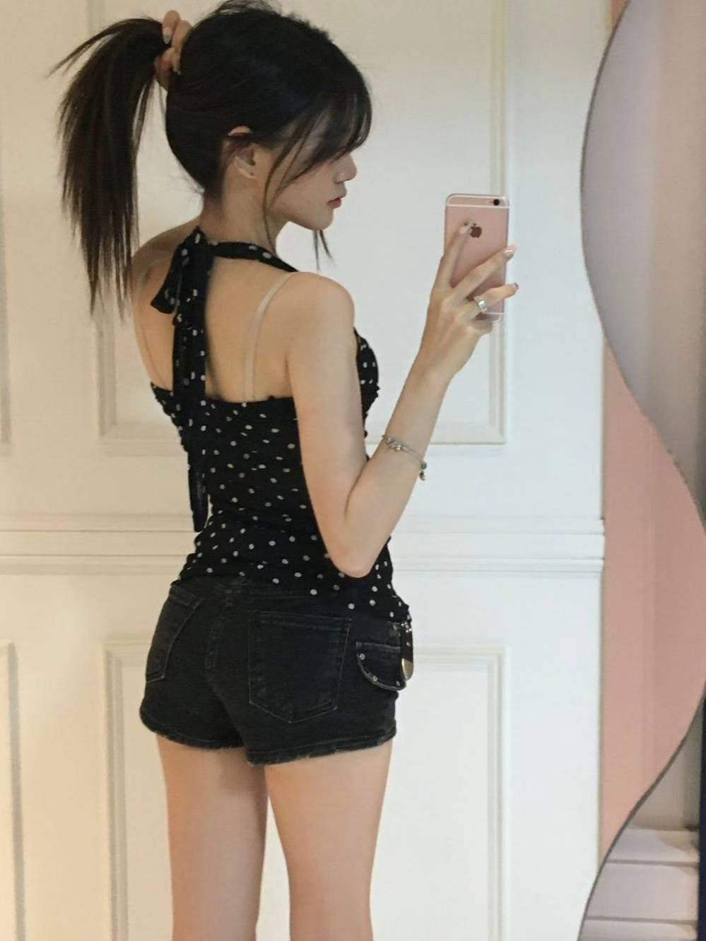 波點掛頸V領背心 Polka Dot Vest