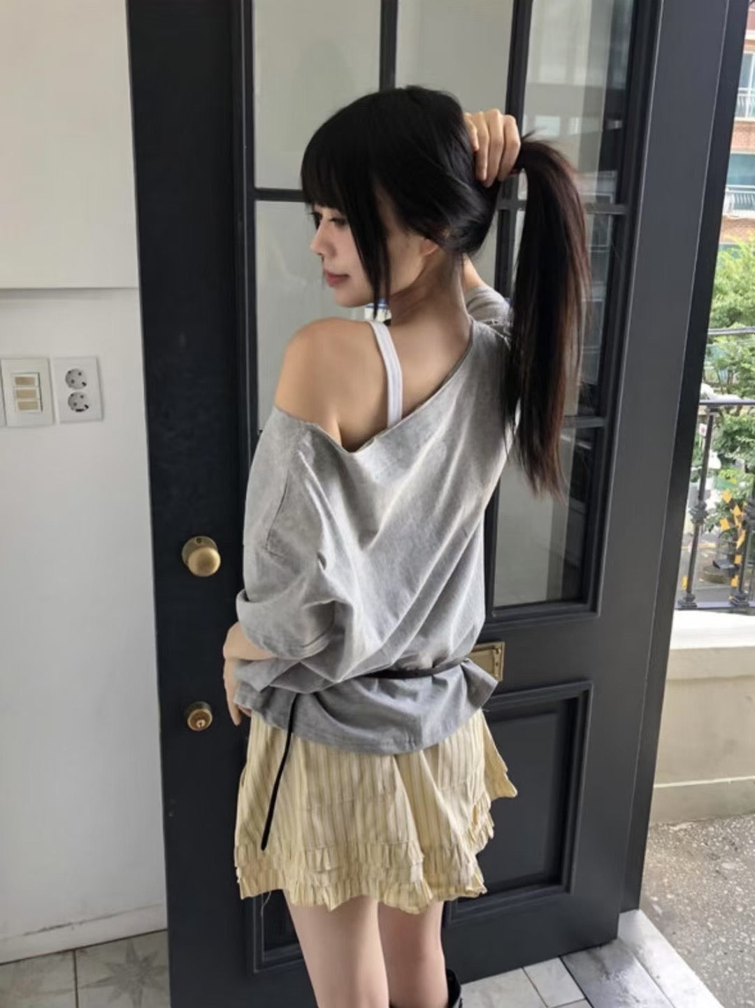 閃石貝殼海星斜肩上衣 Seashell Beads Off-shoulder