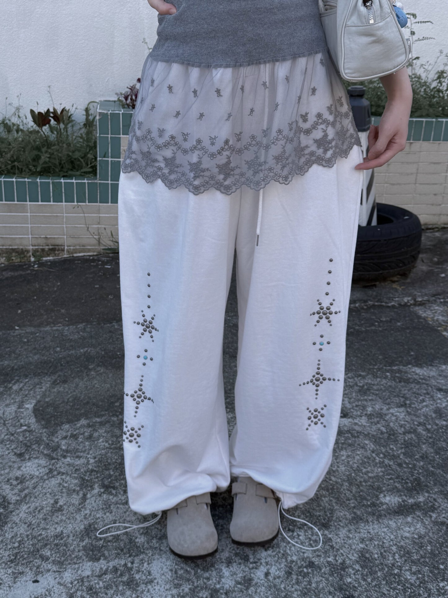 Y2K 珠珠重磅棉褲 Y2K Beaded Cotton Pants
