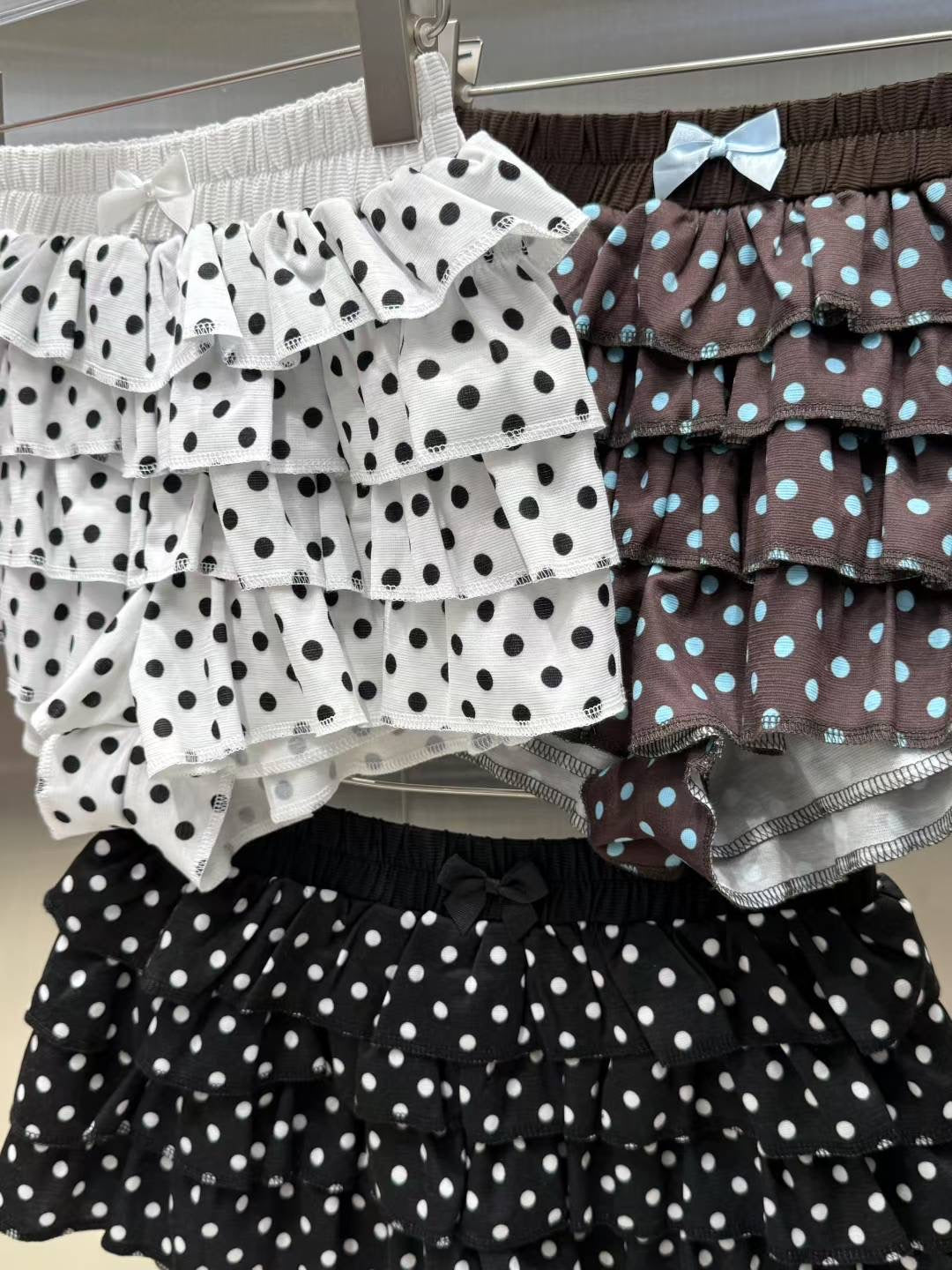 蝴蝶結波點蛋糕短裙褲 Ribbon Polka Dot Cake Skirt Shorts