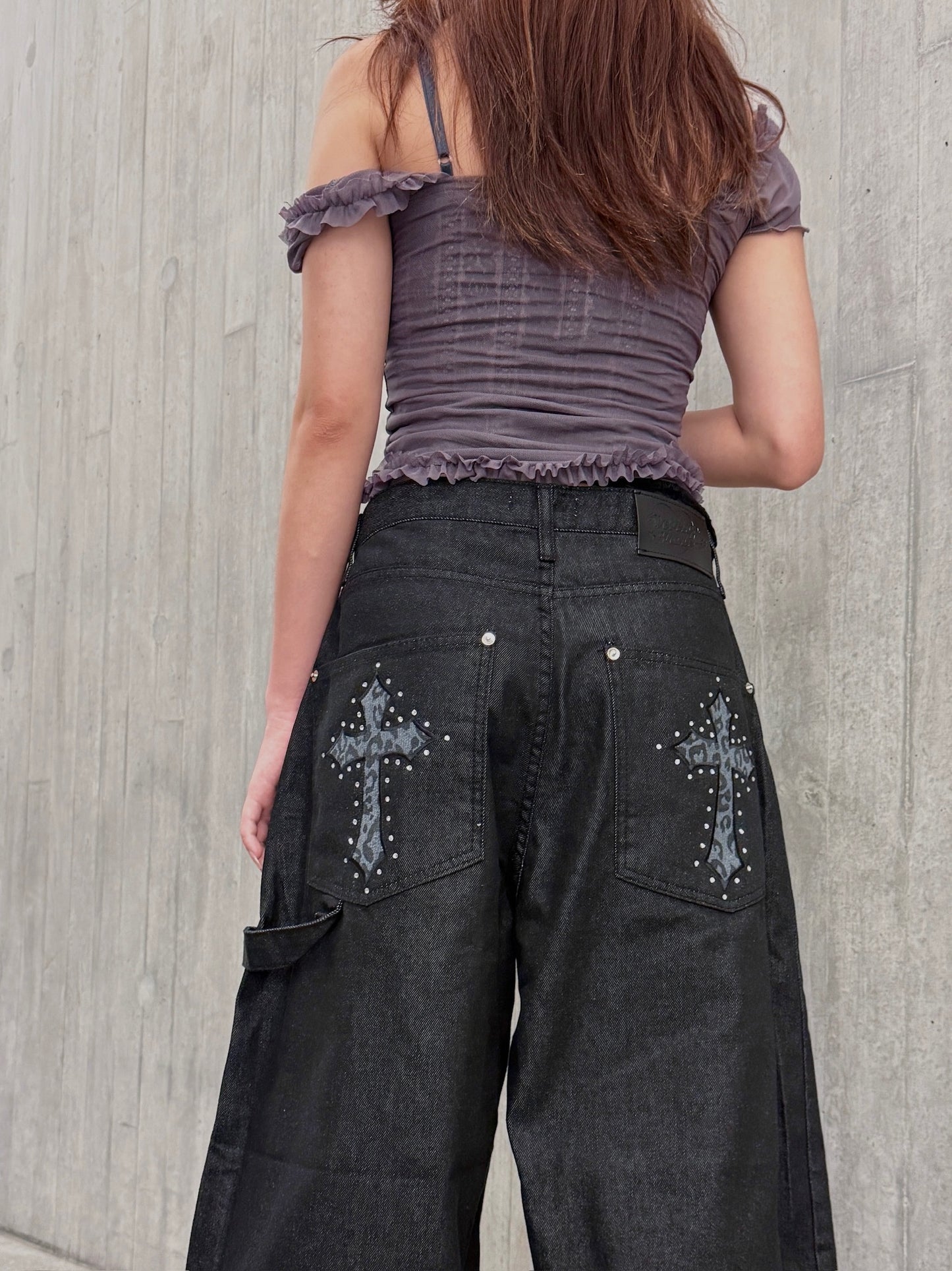 豹紋十字架牛仔褲 Leopard Cross Denim Jeans