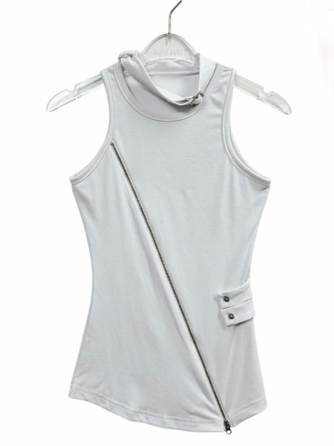 斜拉鍊頸圈背心 Cross-zip Choker Camisole
