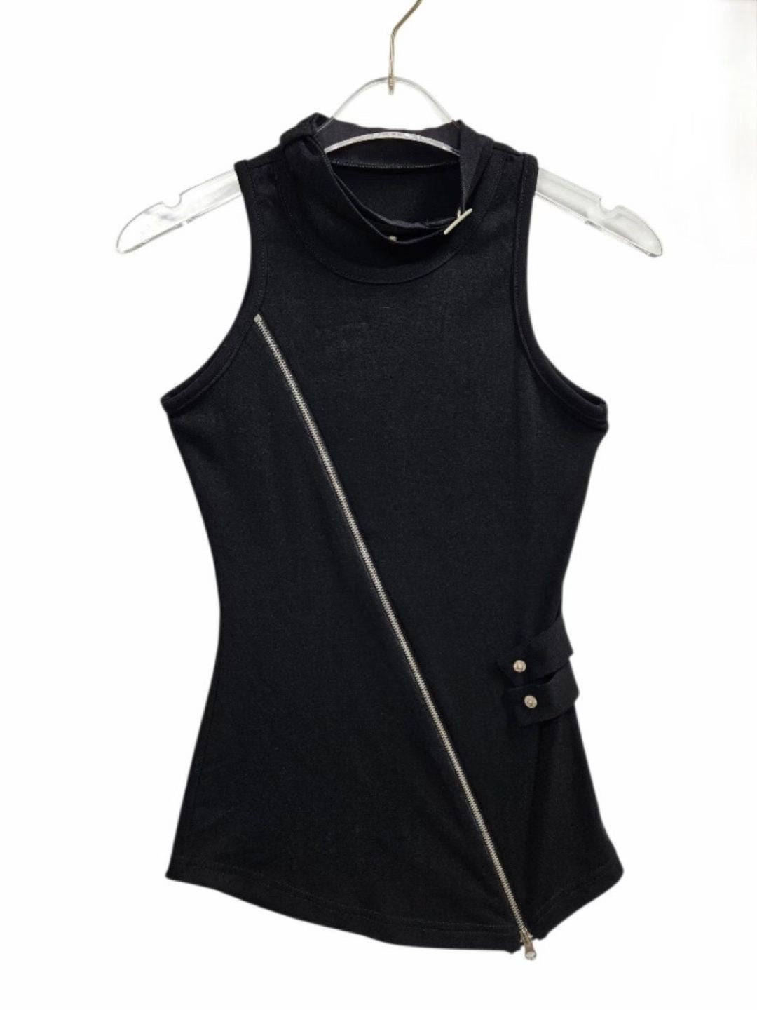斜拉鍊頸圈背心 Cross-zip Choker Camisole