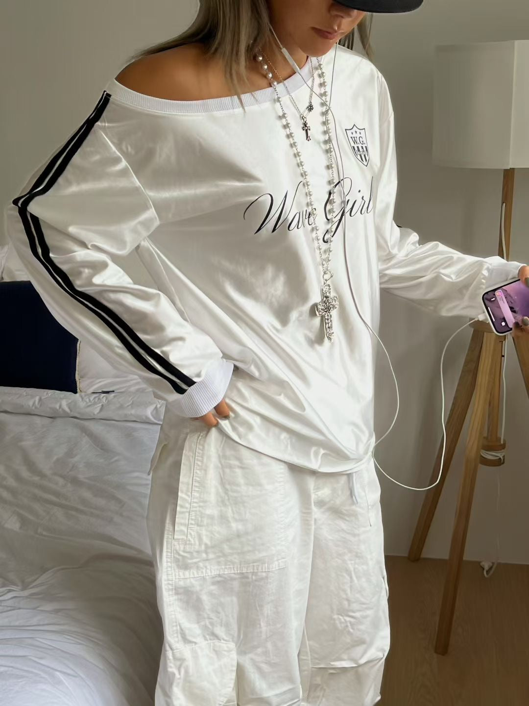 Wave Girl Unbalanced Off-shoulder Top