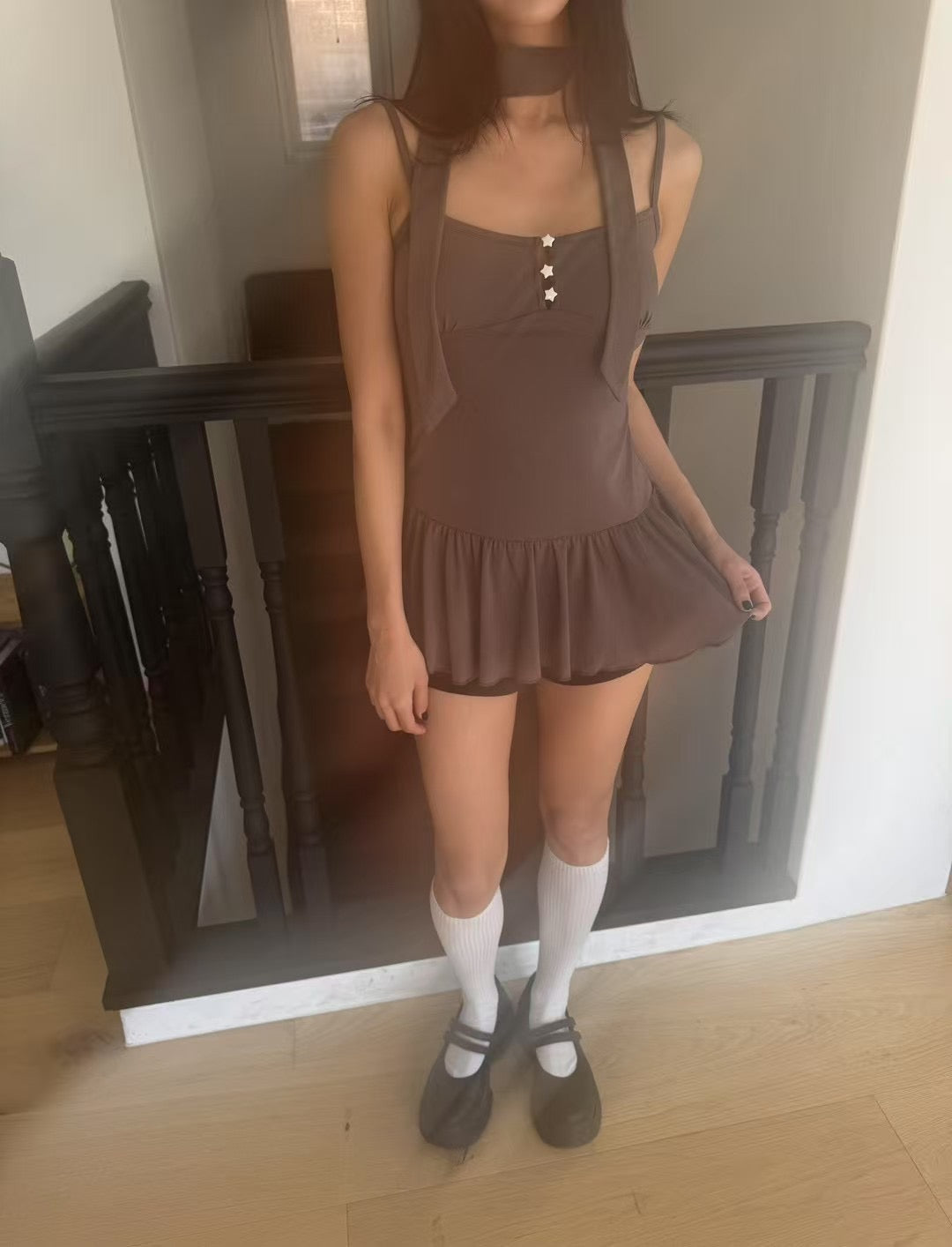 星星鈕扣掛頸吊帶裙 Star Button Halter Neck Dress