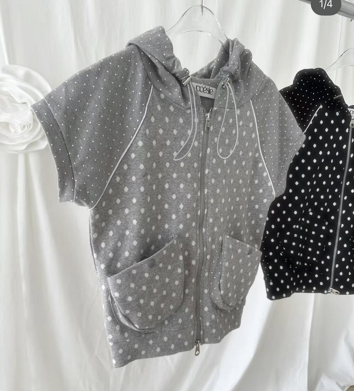 Polka Dot zip-up Hoodie