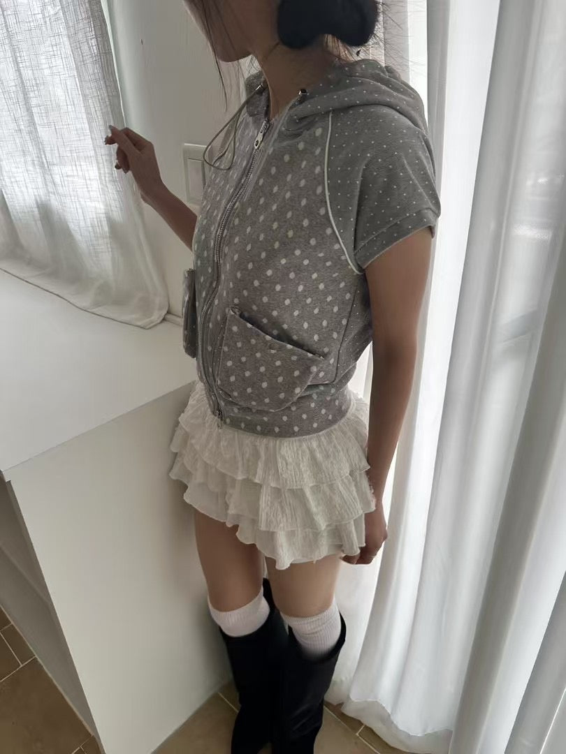 Polka Dot zip-up Hoodie