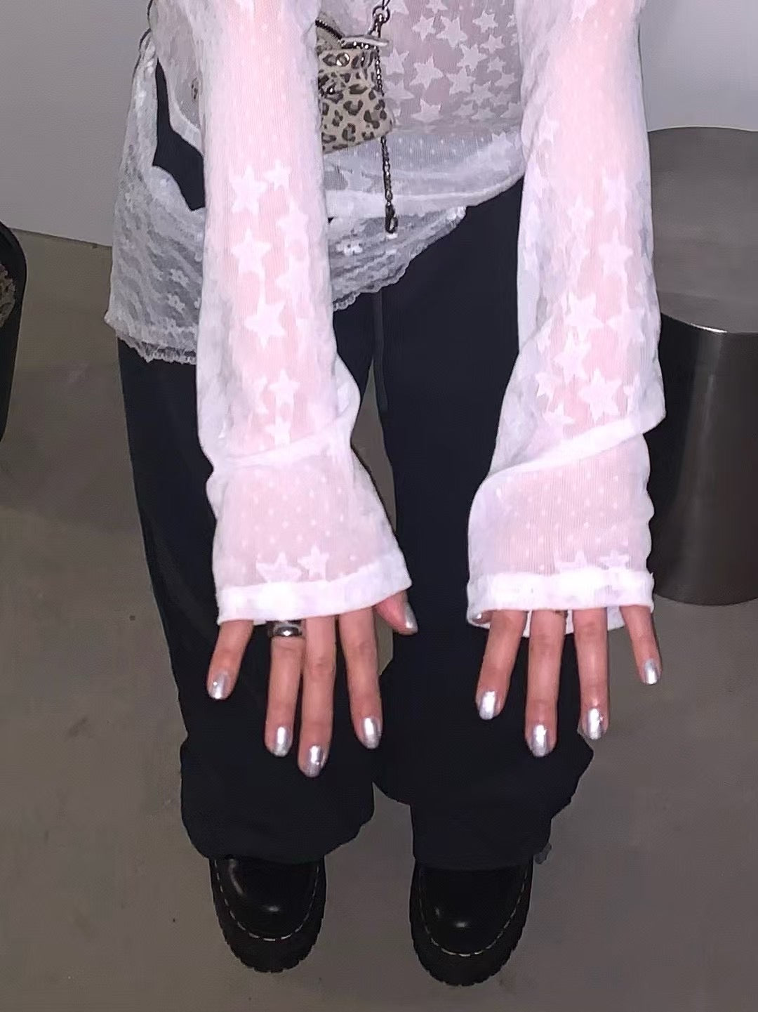 Star Lace Long-sleeve See-through