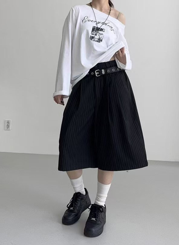 間條西装五分褲 Striped Suiting Midi Trousers