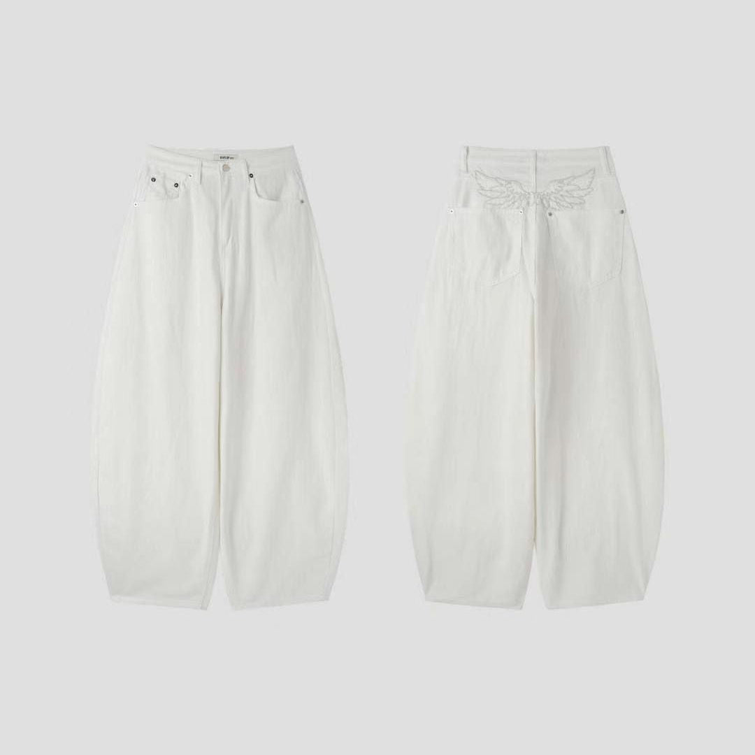 Angel Wing Barrel-leg Jeans