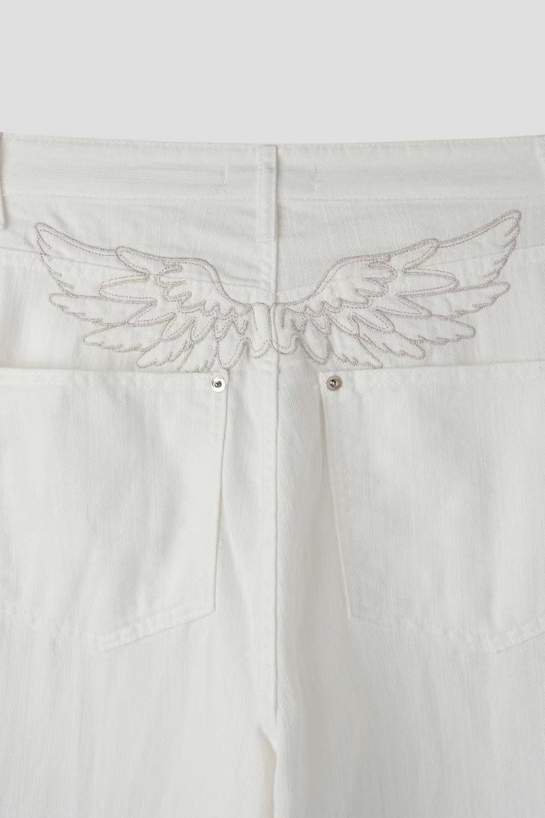 Angel Wing Barrel-leg Jeans