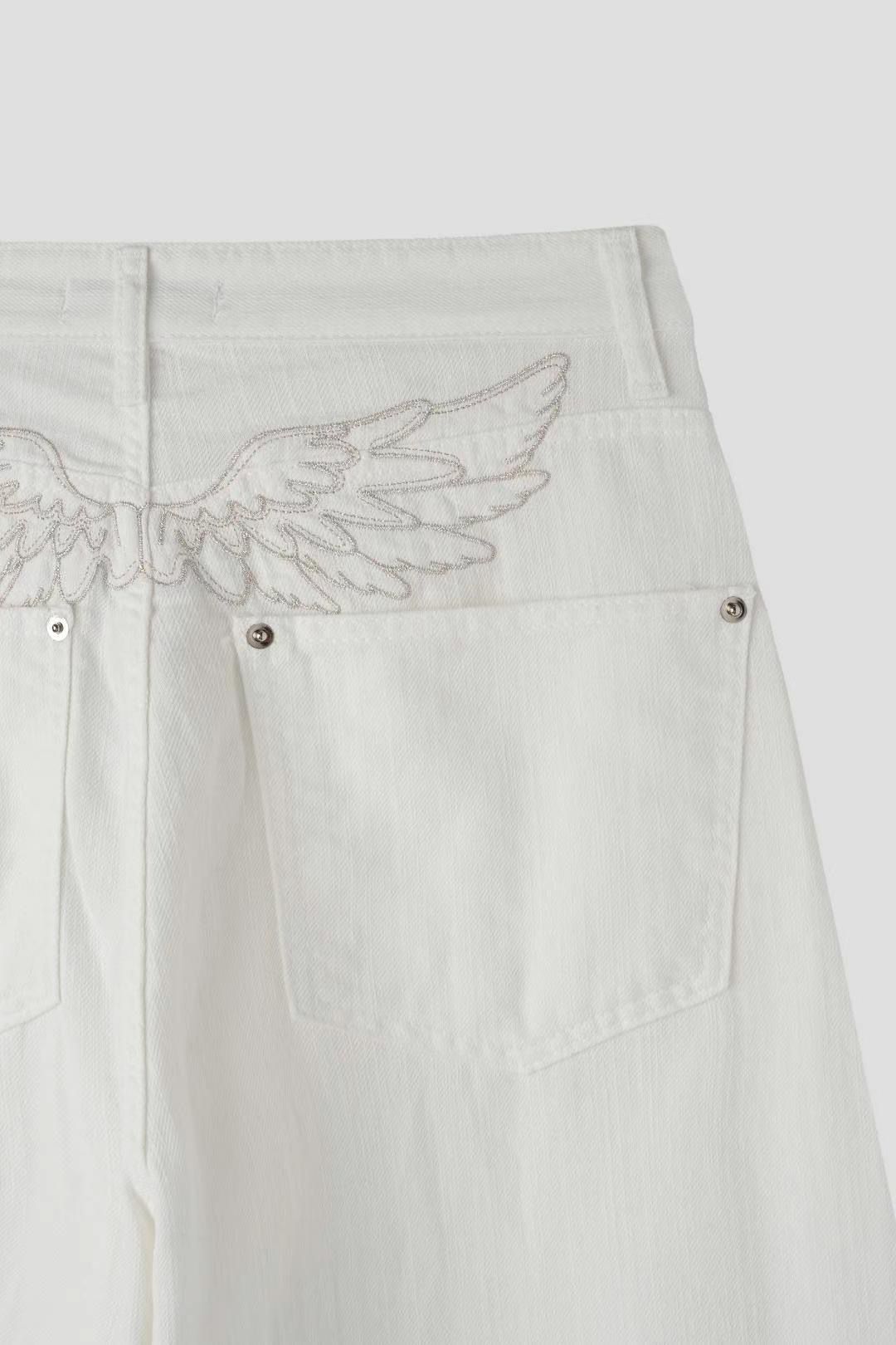Angel Wing Barrel-leg Jeans