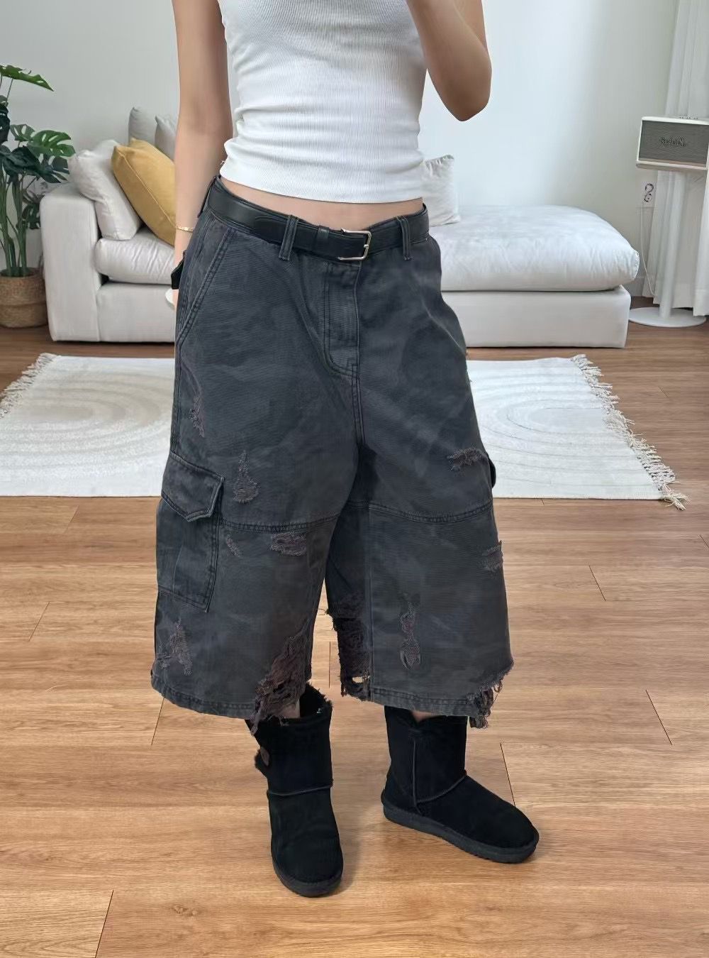 迷彩破爛七分褲 Camouflage Damage Trousers