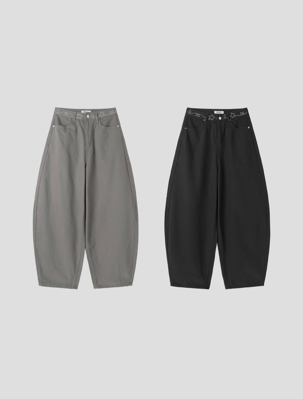 Pattern Belt Wide-Leg Pants