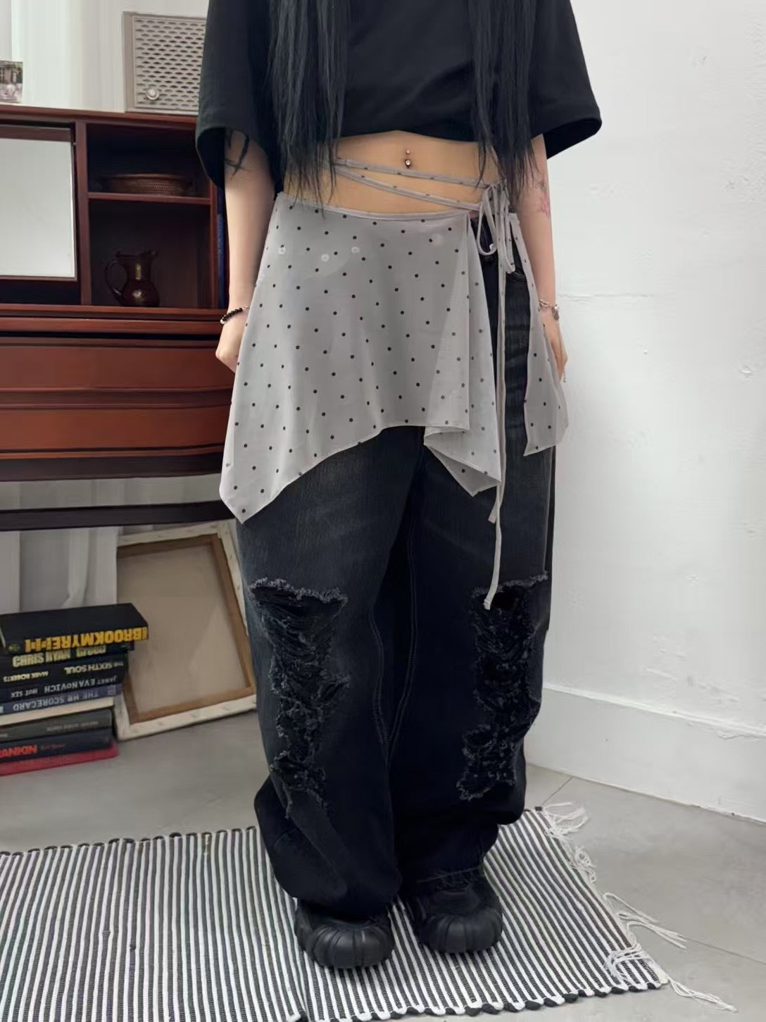 波點透光短裙 Dot Mesh Wrap Skirt