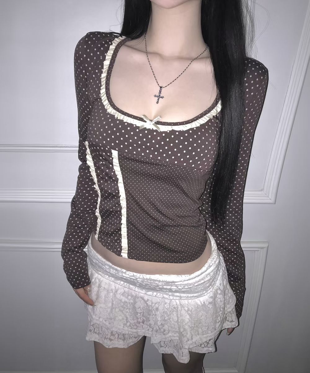 Ballet Polka-dot Ribbon Top