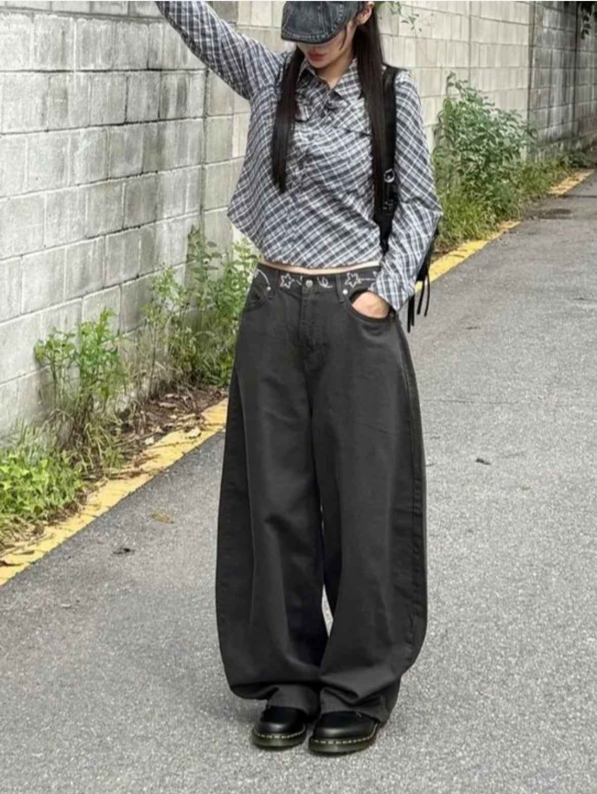 Pattern Belt Wide-Leg Pants