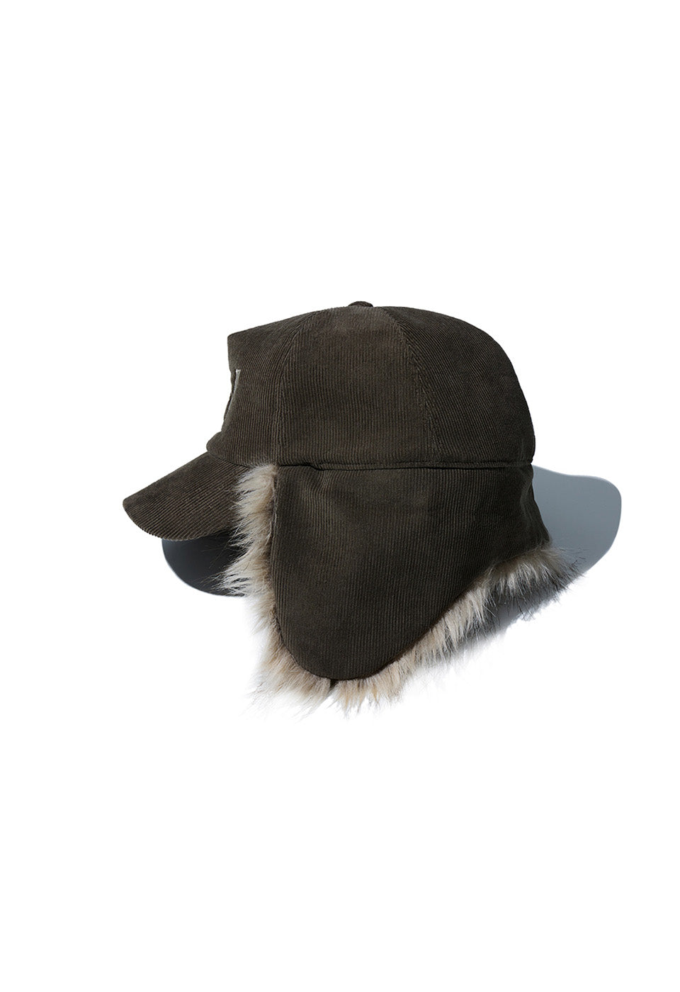 【Open YY】FAUX FUR CORDUROY EARFLAP CAP | Khaki
