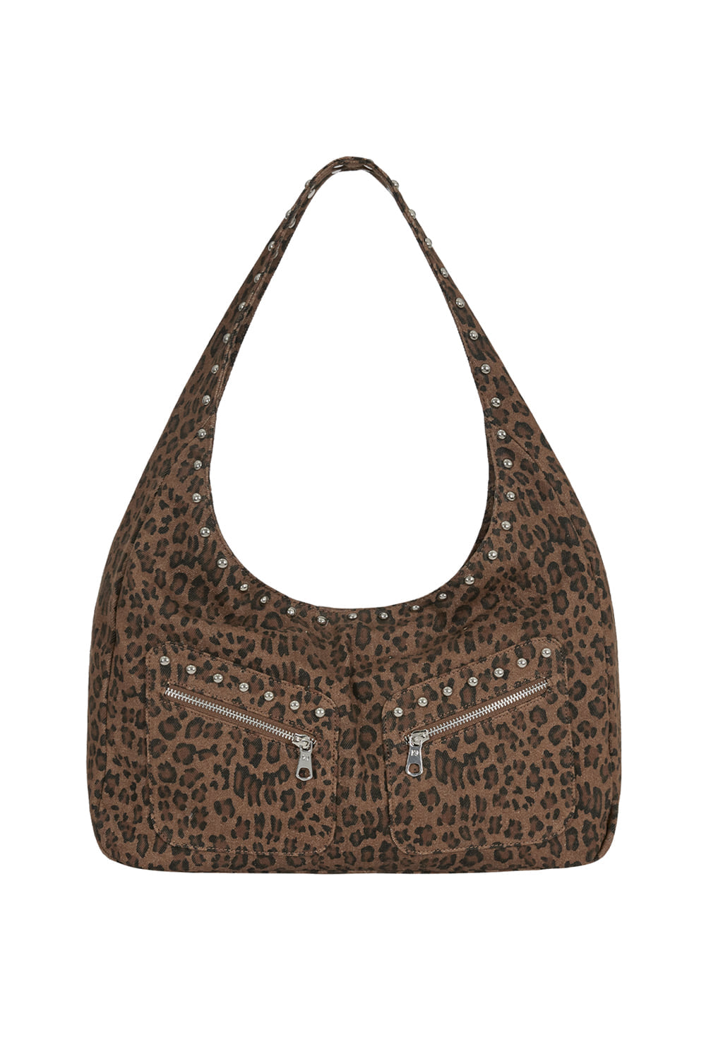 【ILLIGO】Leopard Stud Shoulder Bag | Brown