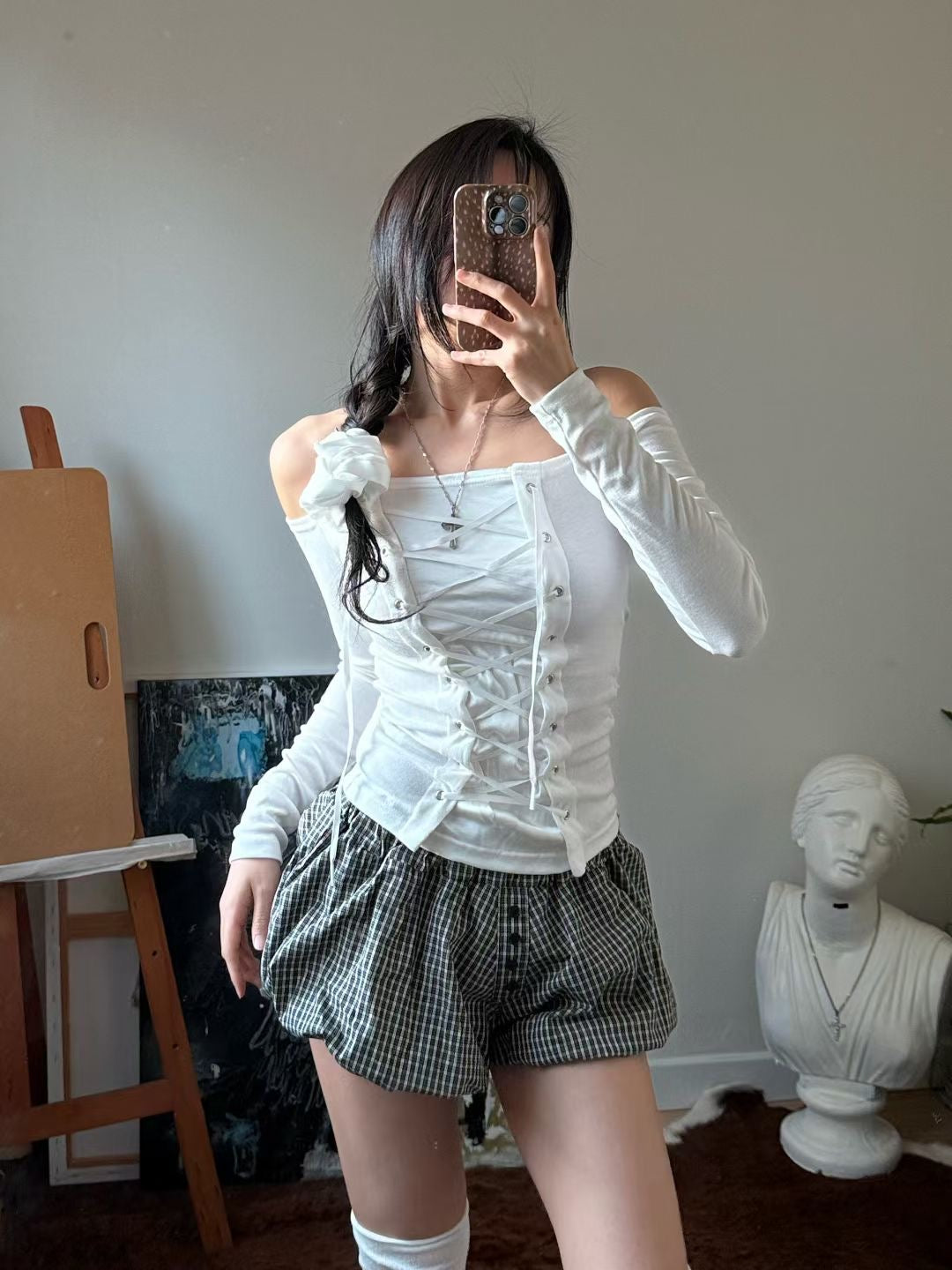 Eyelet Long Sleeve Corset
