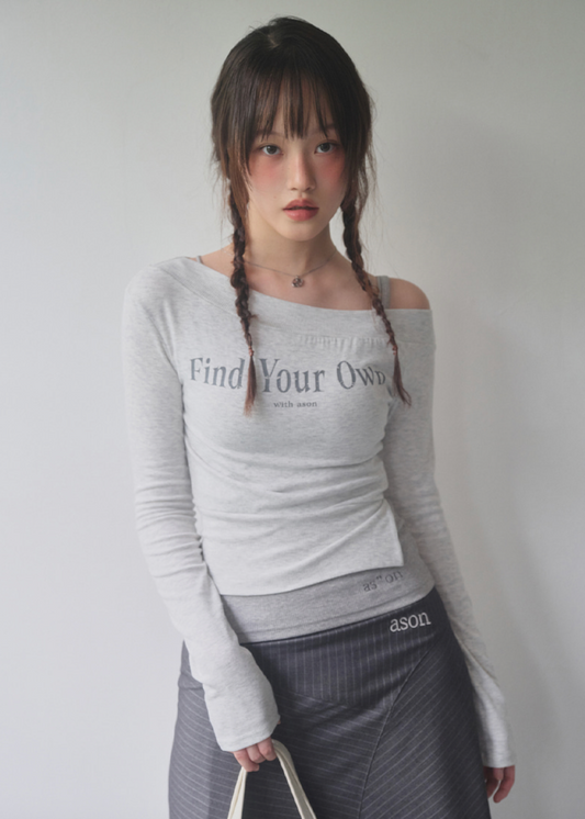 【as'' on】FIND OFF-SHOULDER TEE | Melange-grey