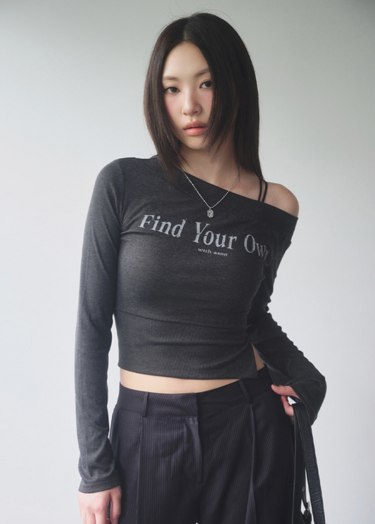 【as'' on】FIND OFF-SHOULDER TEE | Charcoal
