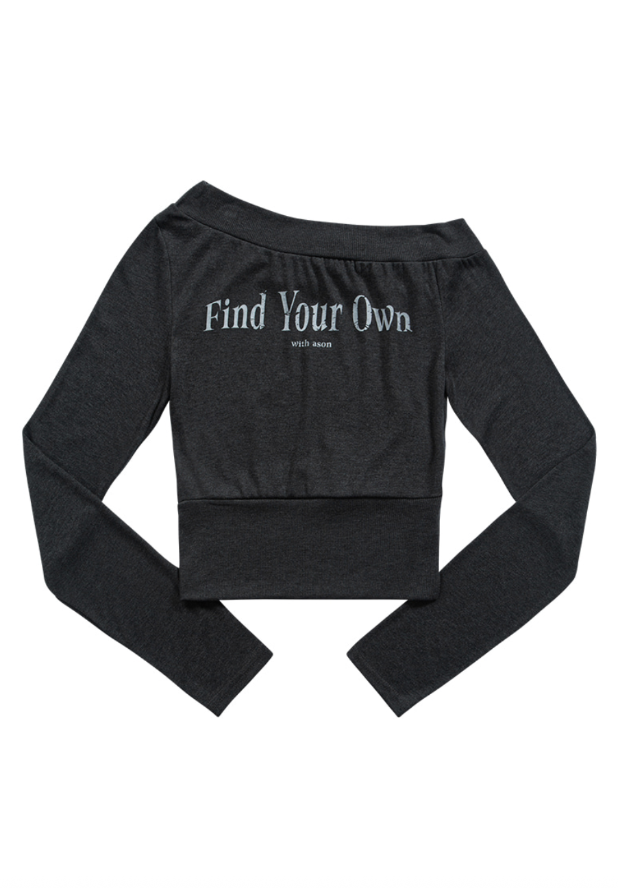 【as'' on】FIND OFF-SHOULDER TEE | Charcoal