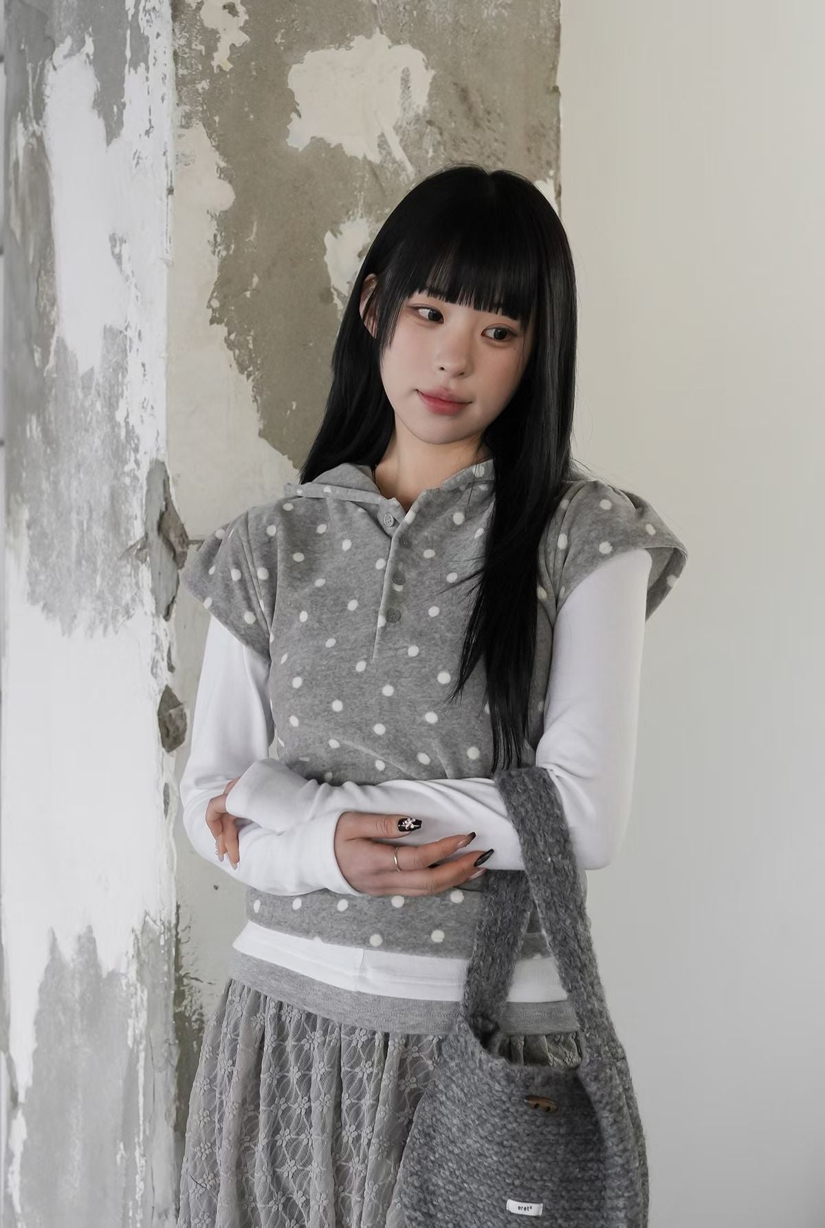 Polka Dot Short-sleeve Hoodie