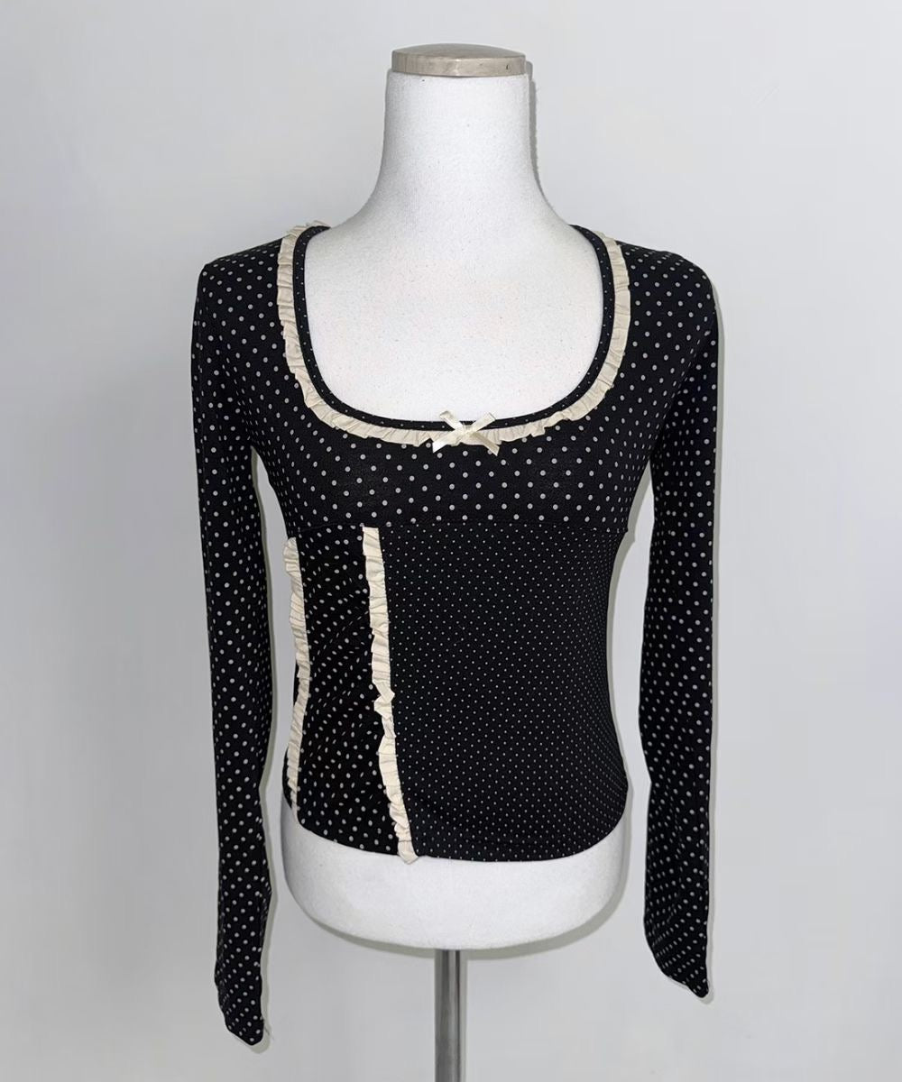 Ballet Polka-dot Ribbon Top