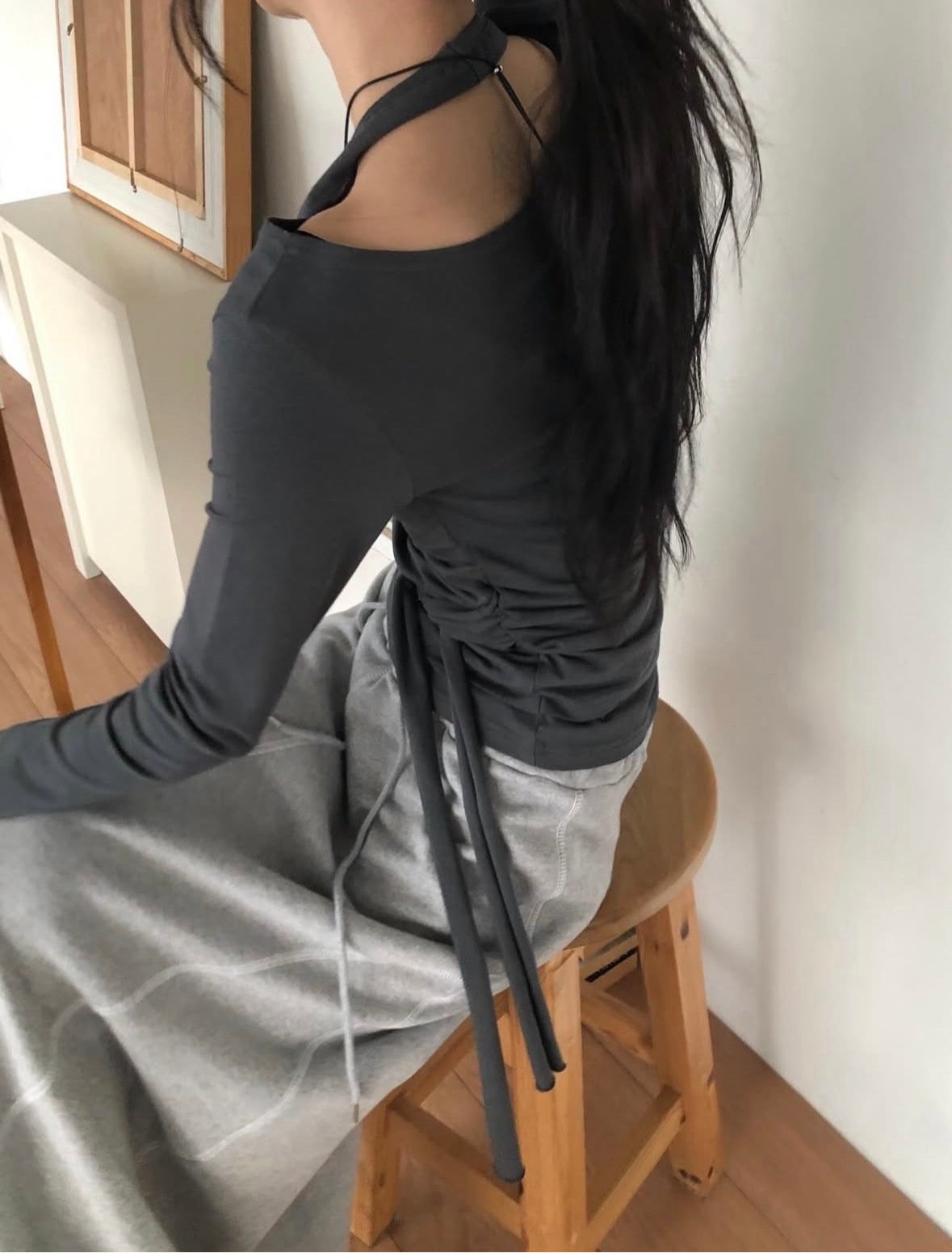 Mocoo Halter Neck Long-sleeve Top