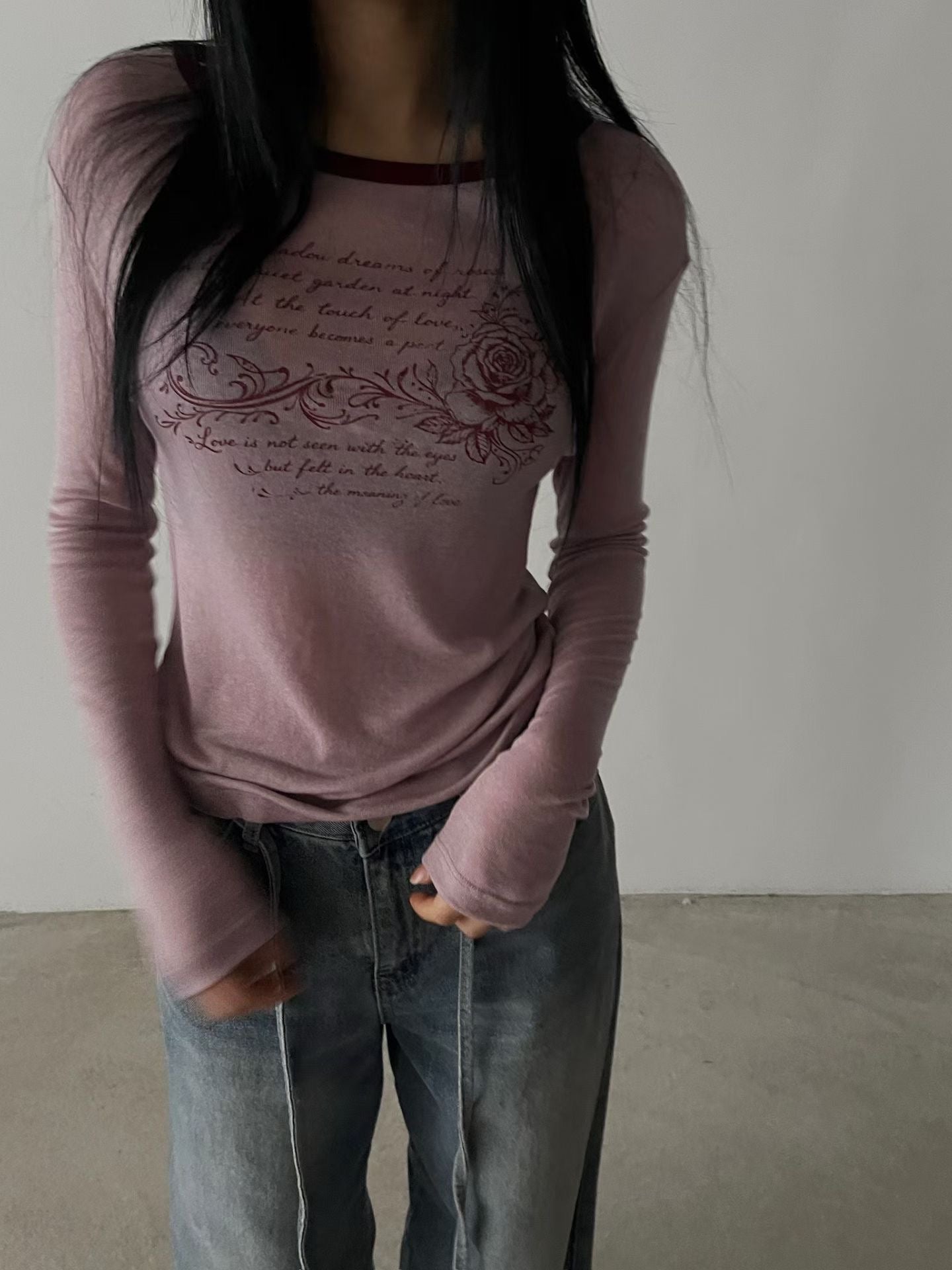 Vintage Calligraphy Long-sleeved Top