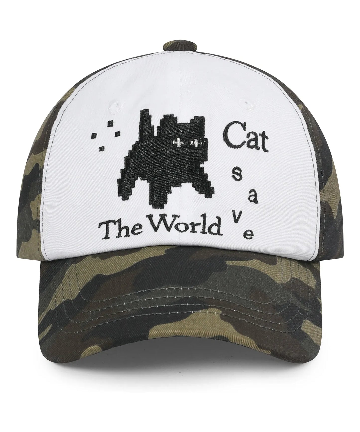 【CATSAVETHEWORLD】 Pixel Art Ball Cap | Camo Khaki