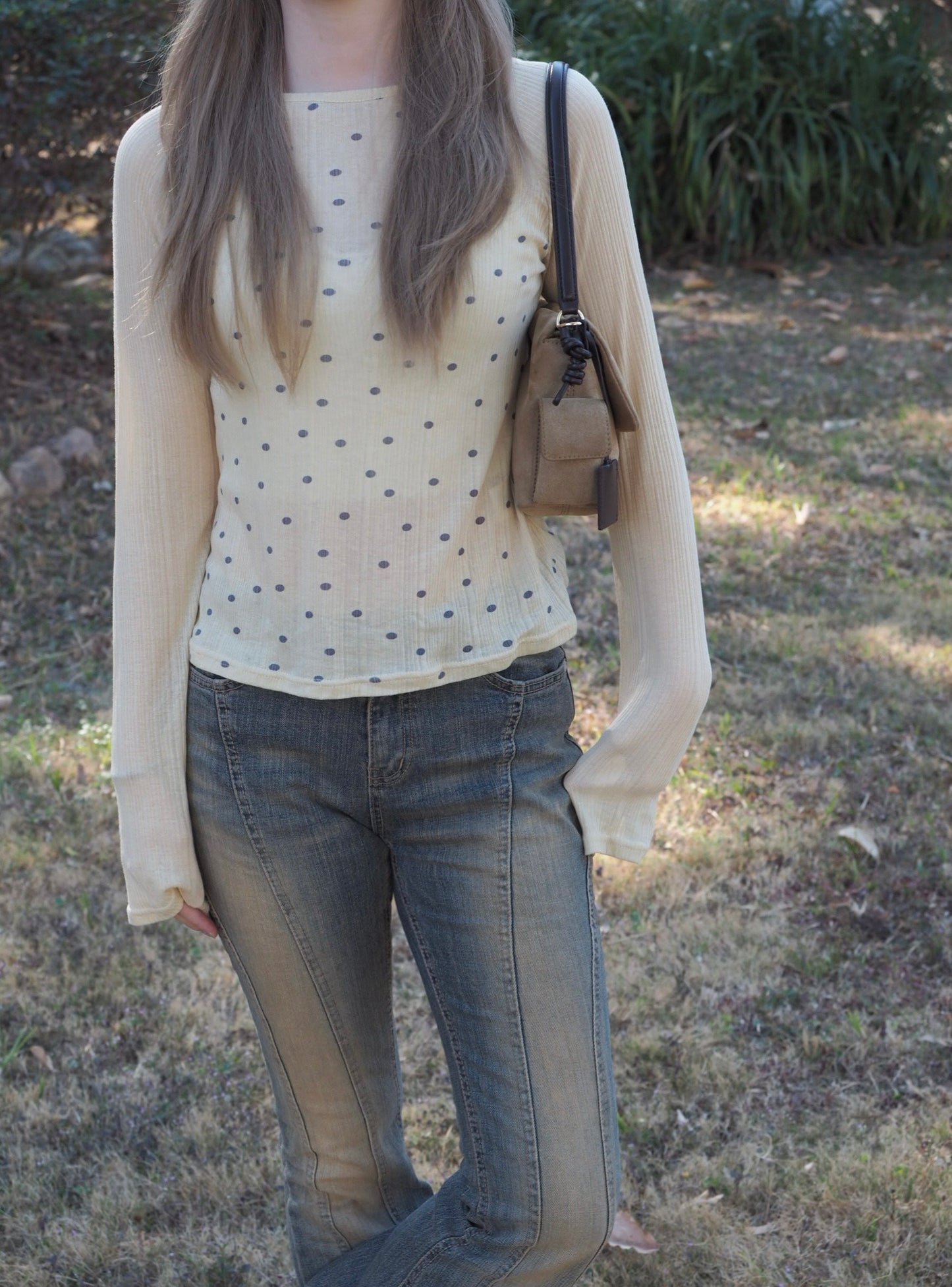 Washed Denim Flared Jeans