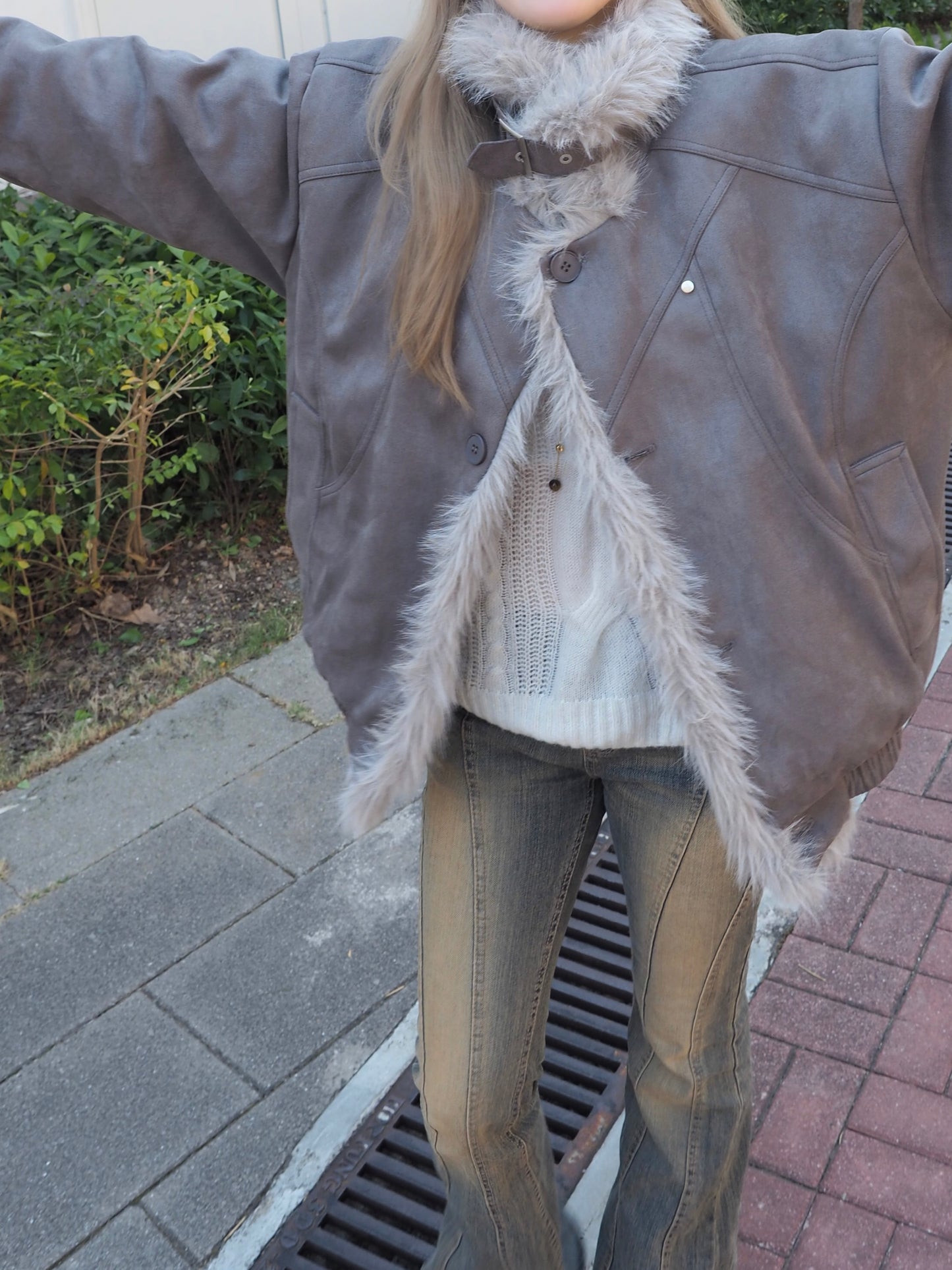 Washed Denim Flared Jeans