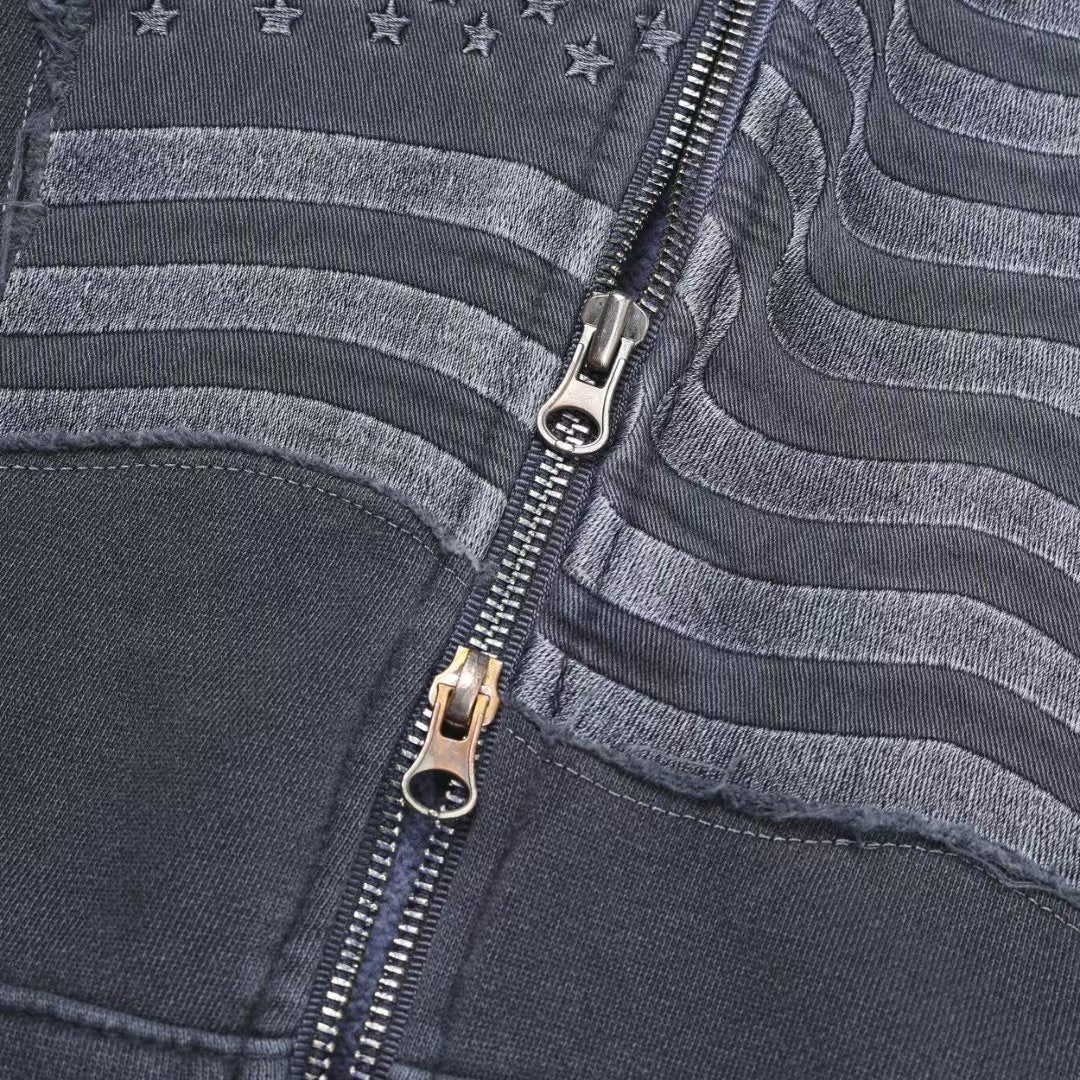 Embroidered American Flag Zip-up Hoodie