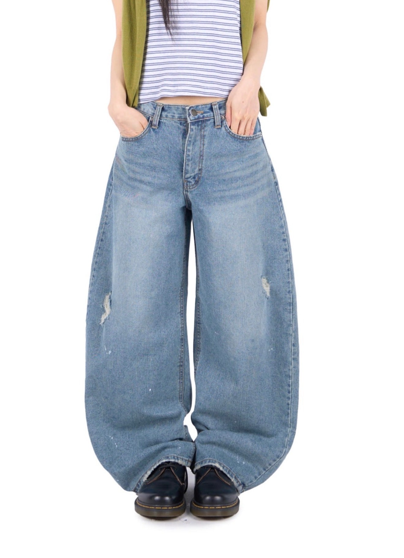 Distressed Wide-leg Jeans