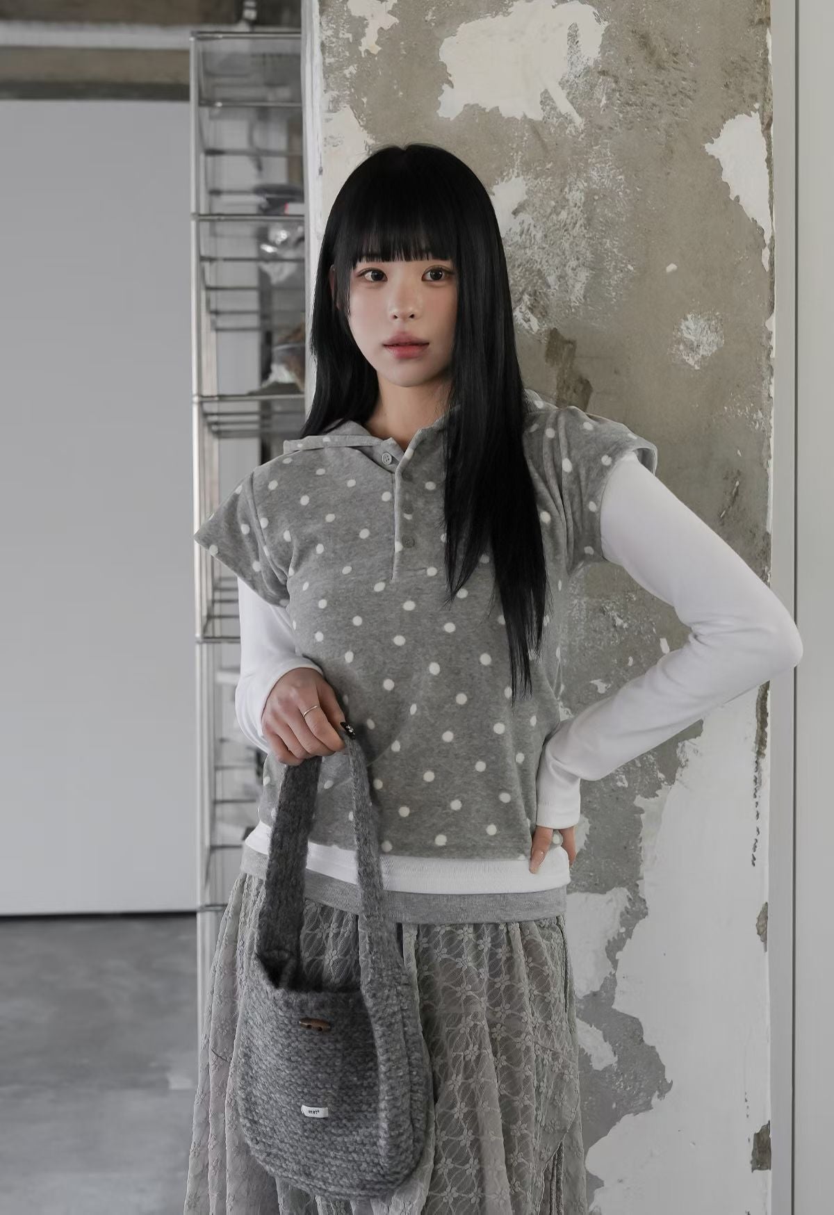 Polka Dot Short-sleeve Hoodie