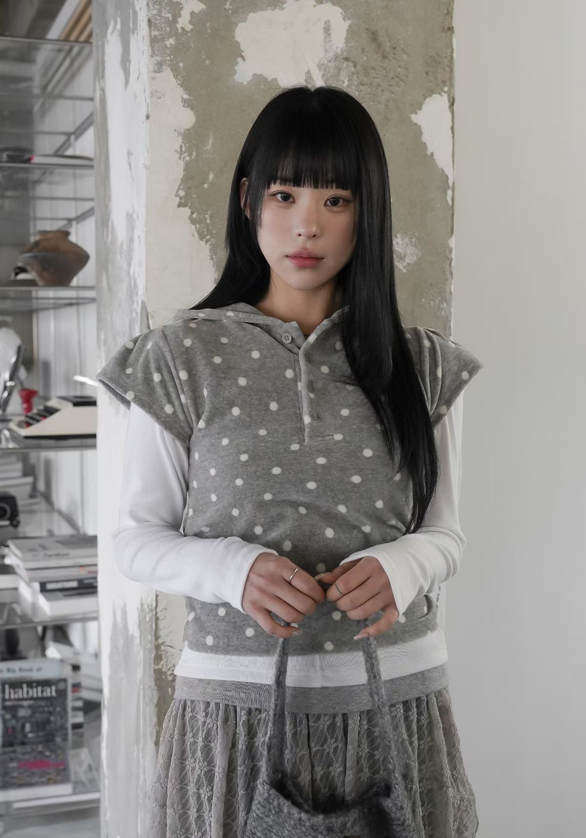 Polka Dot Short-sleeve Hoodie