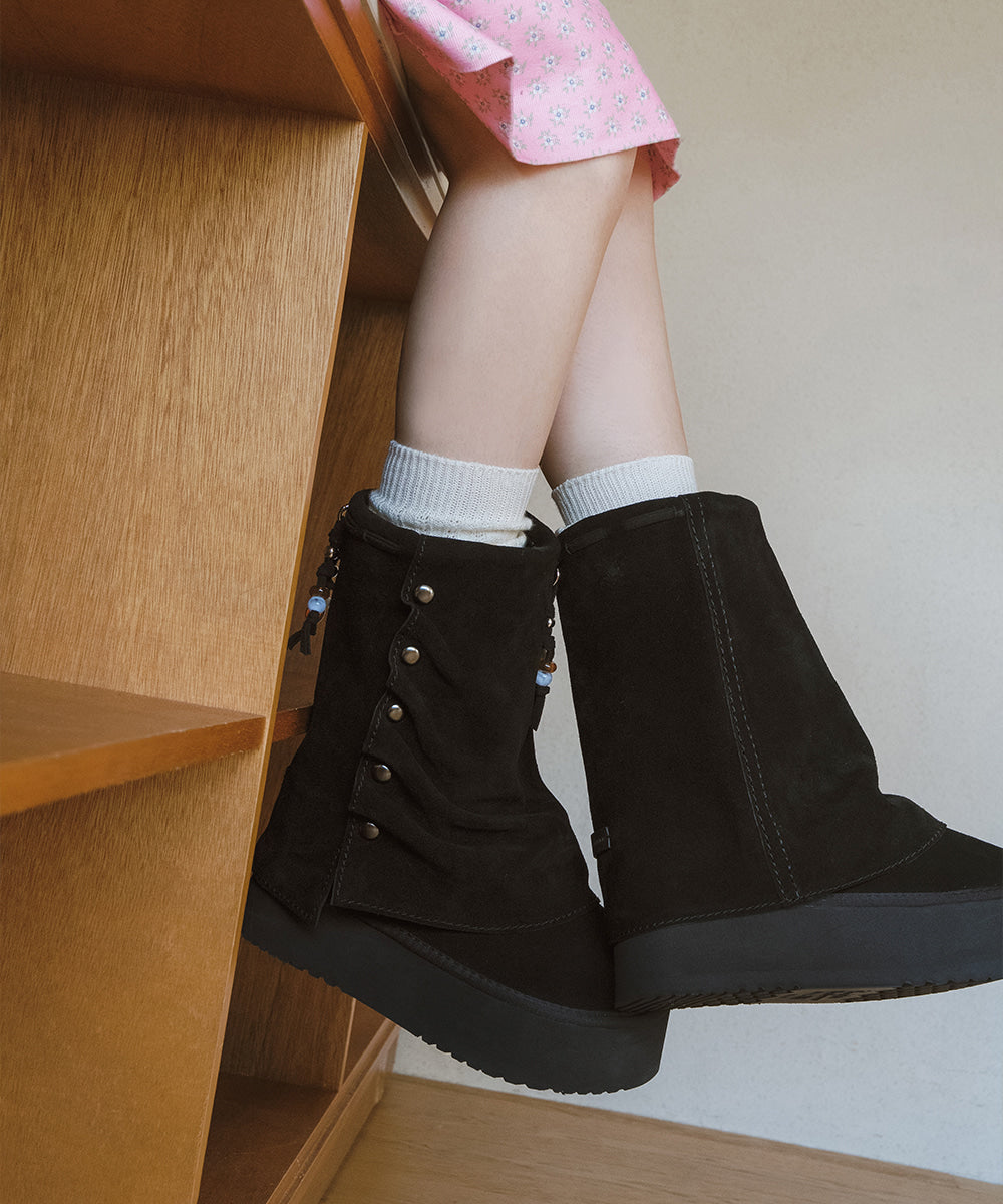 【Rockfish】 STUD MAXI FOLDED BOOTS MIDDLE