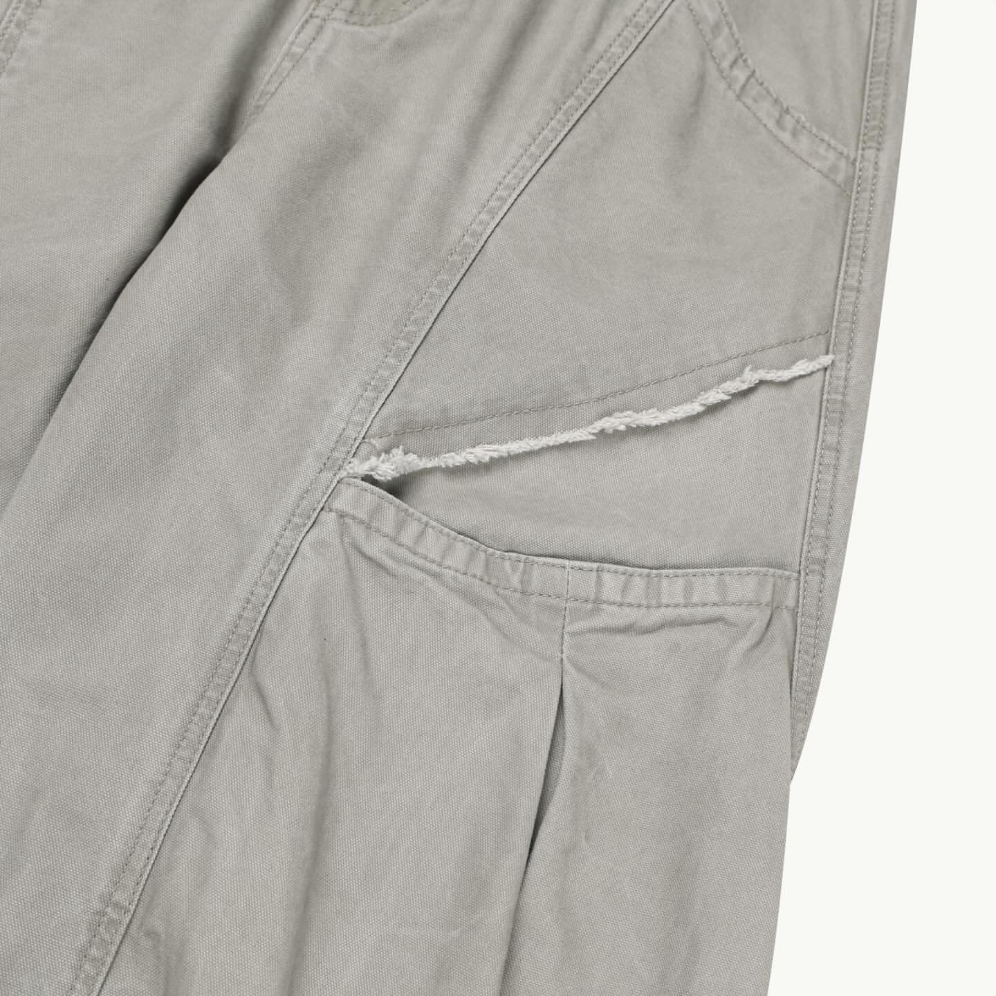 Curved Pocket Herringbone Strap Pants