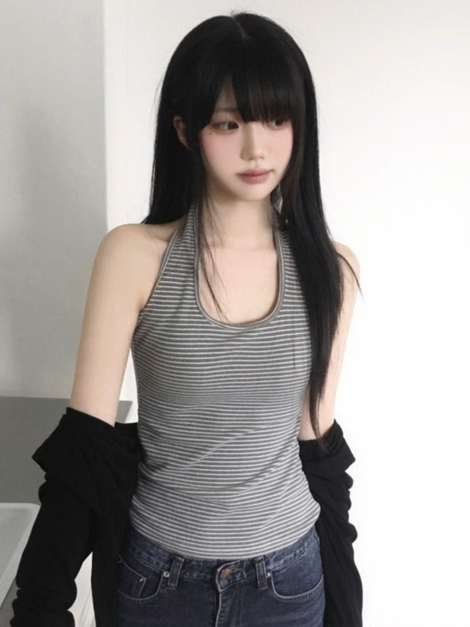 Stripped Halter Neck Top