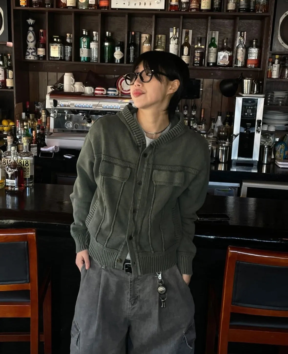 Knit Hooded Cardigen