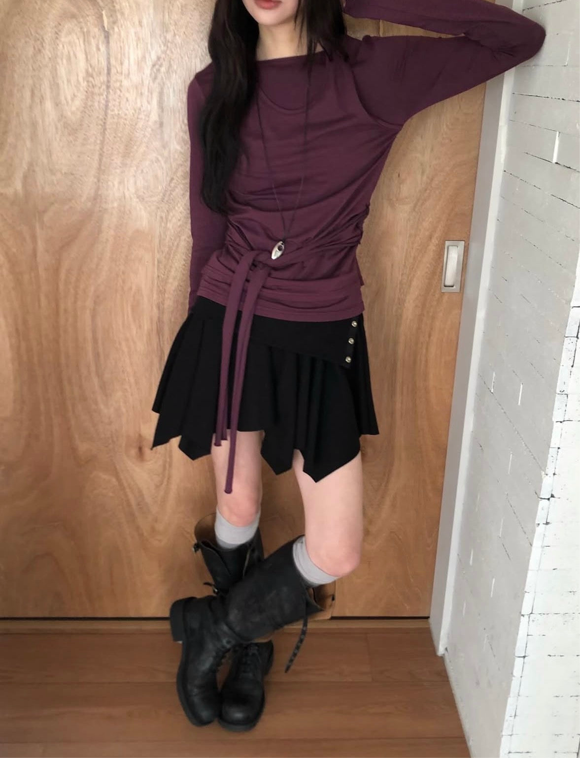 Mocoo Halter Neck Long-sleeve Top