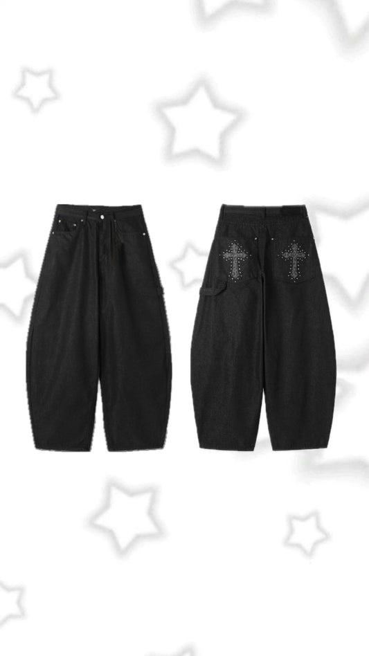 豹紋十字架牛仔褲 Leopard Cross Denim Jeans