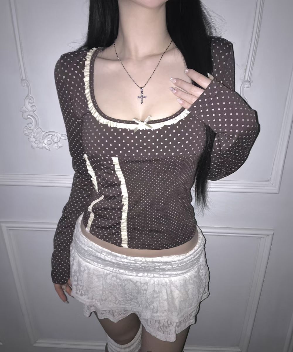 Ballet Polka-dot Ribbon Top